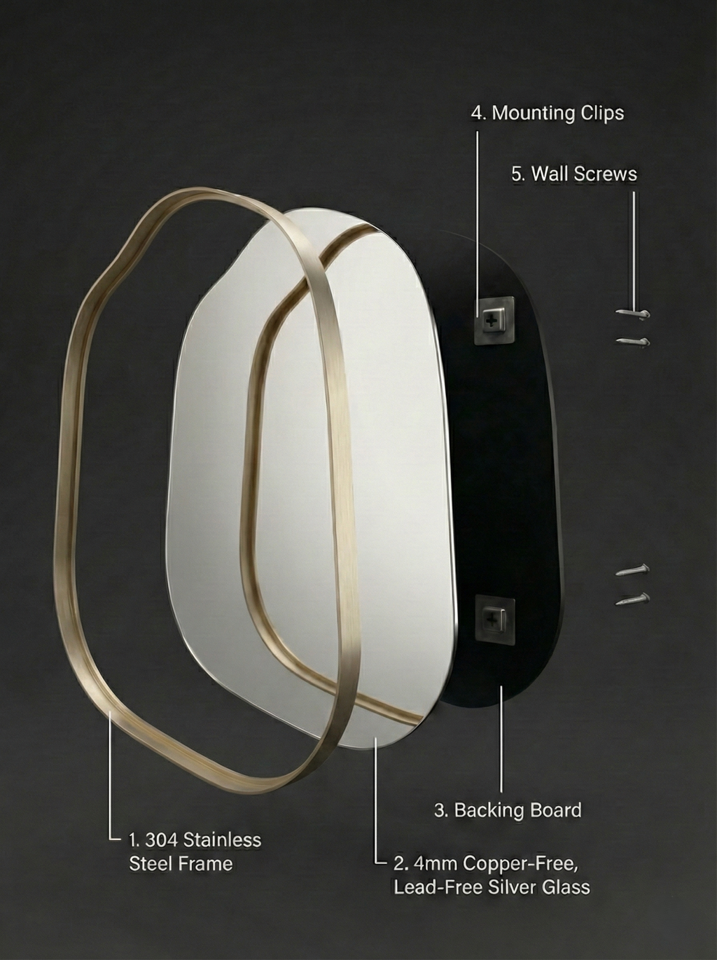 The Brook Mirror – Champagne Gold