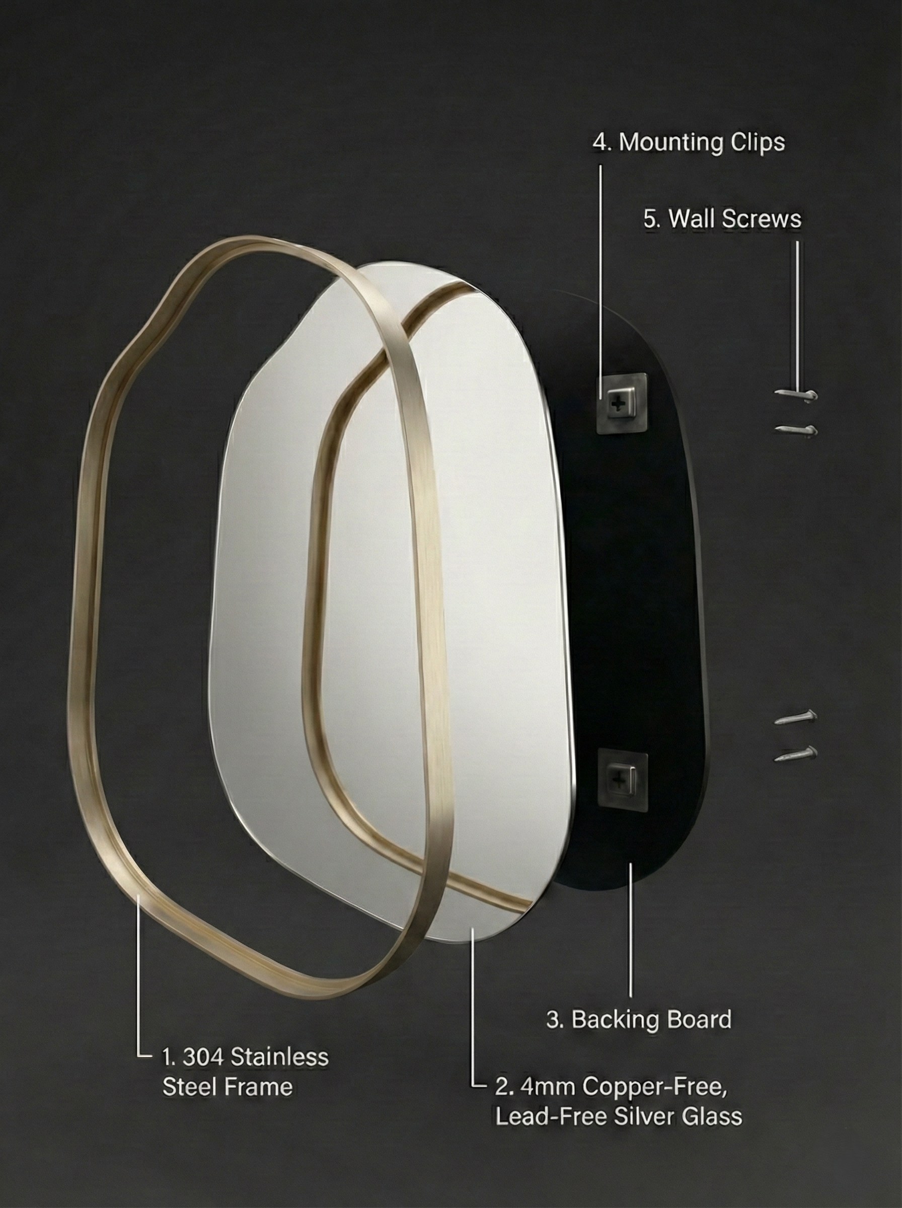 The Brook Mirror – Champagne Gold