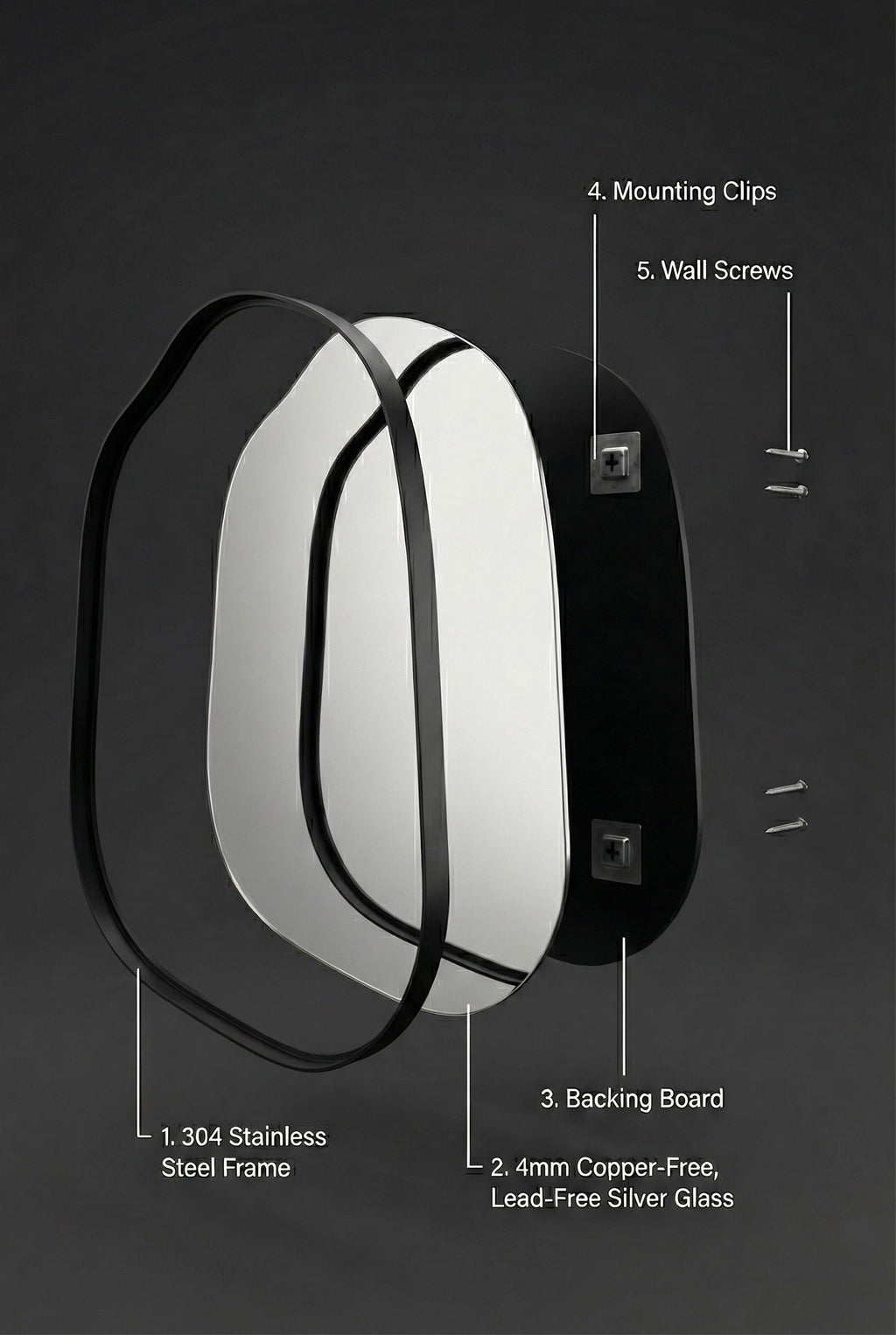 The Brook Mirror – Matte Black