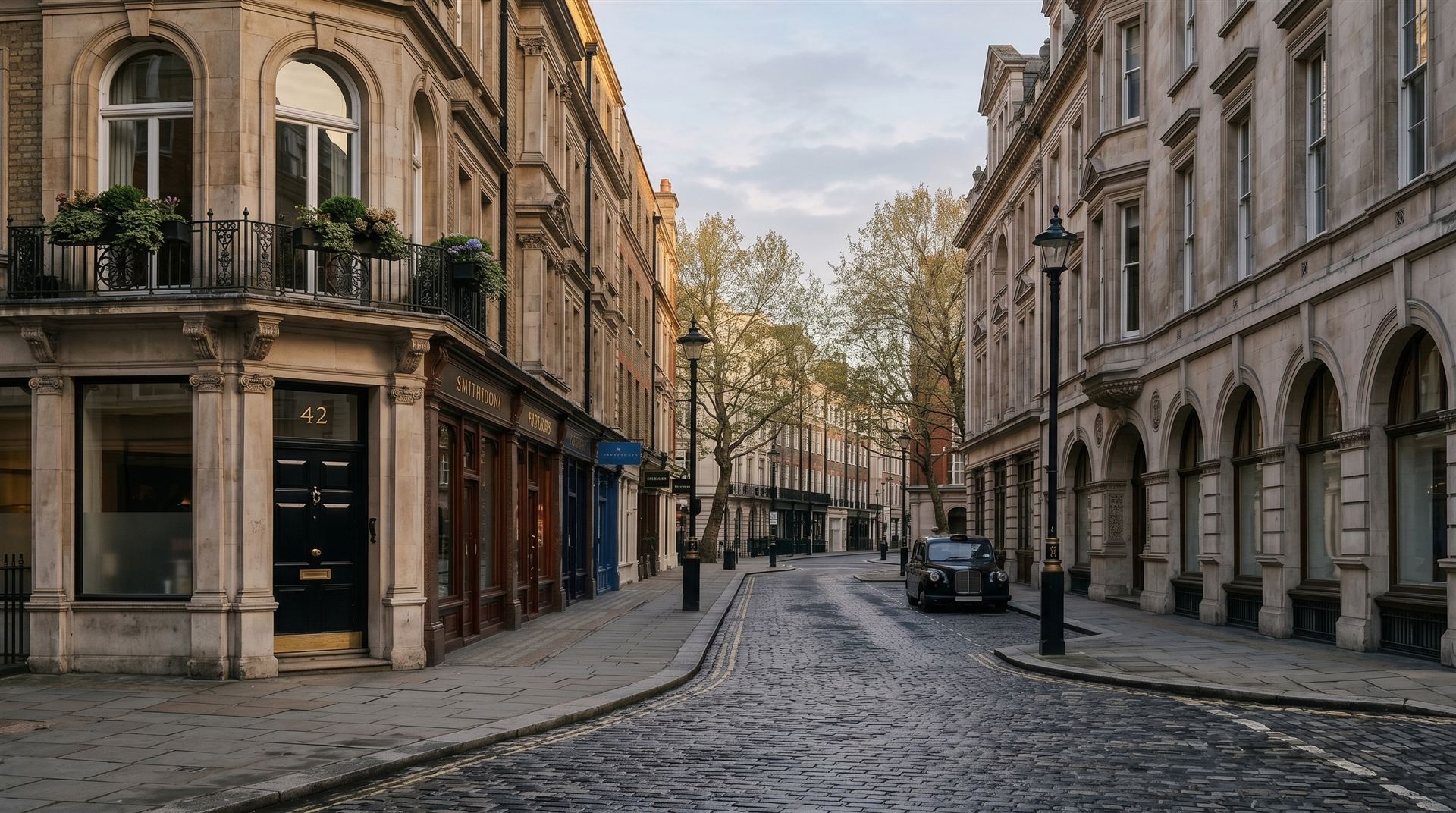 An elegant London street in Mayfair