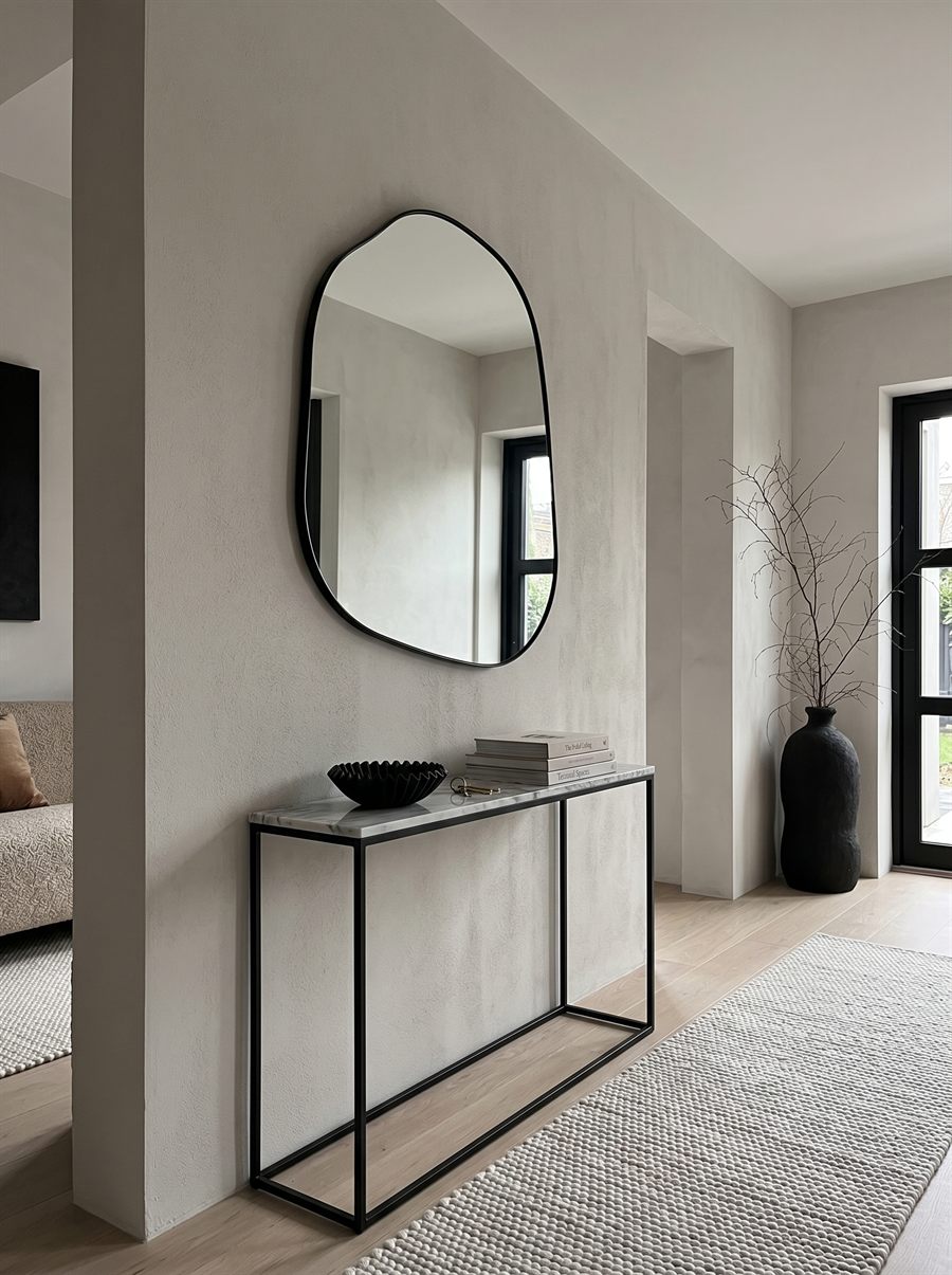 MUNLER asymmetrical wall mirror in matte black